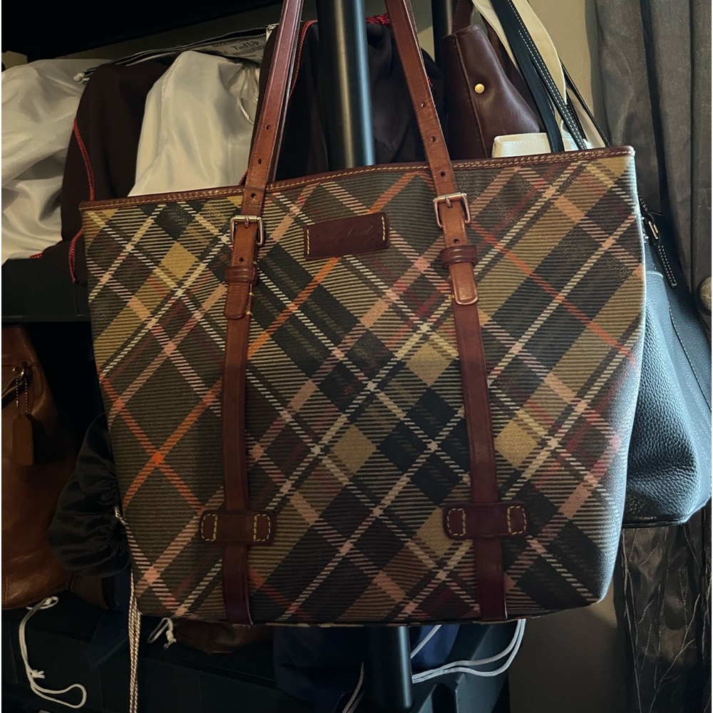 Dooney & Bourke plaid East/West shopper tote